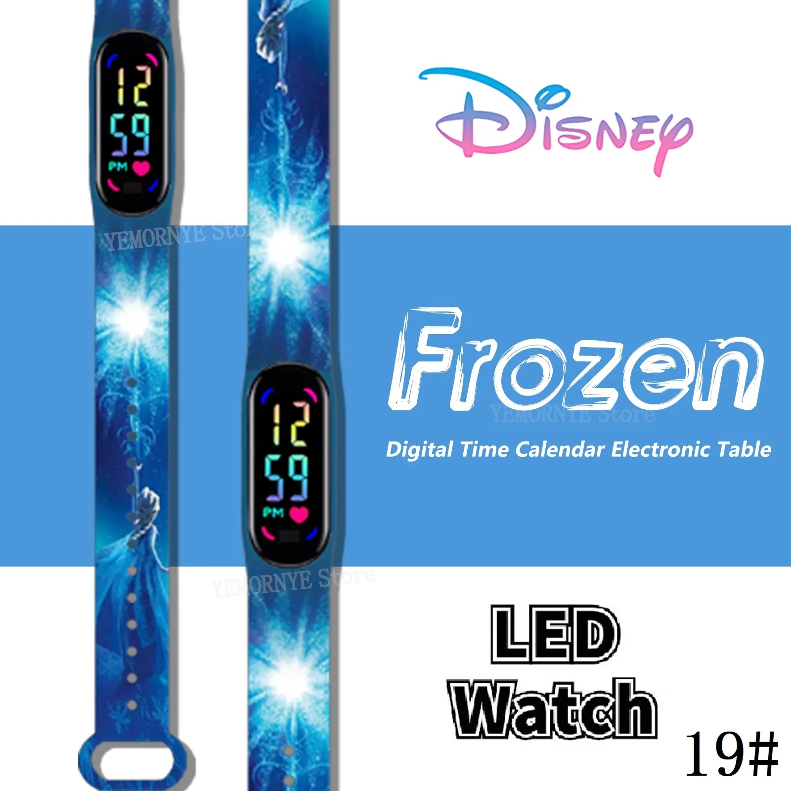 Disney Frozen Digital Kids' Watches Anime Figures LED Luminous Watch Touch Waterproof Electronic Sports Watch Kids Birthday Gift