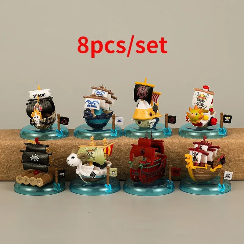 8cm 8pcs/set Anime One Piece Figure Luffy Zoro Sanji Mini Pirate Ship Action Figure PVC Model Doll Collection Toy Gift Kids