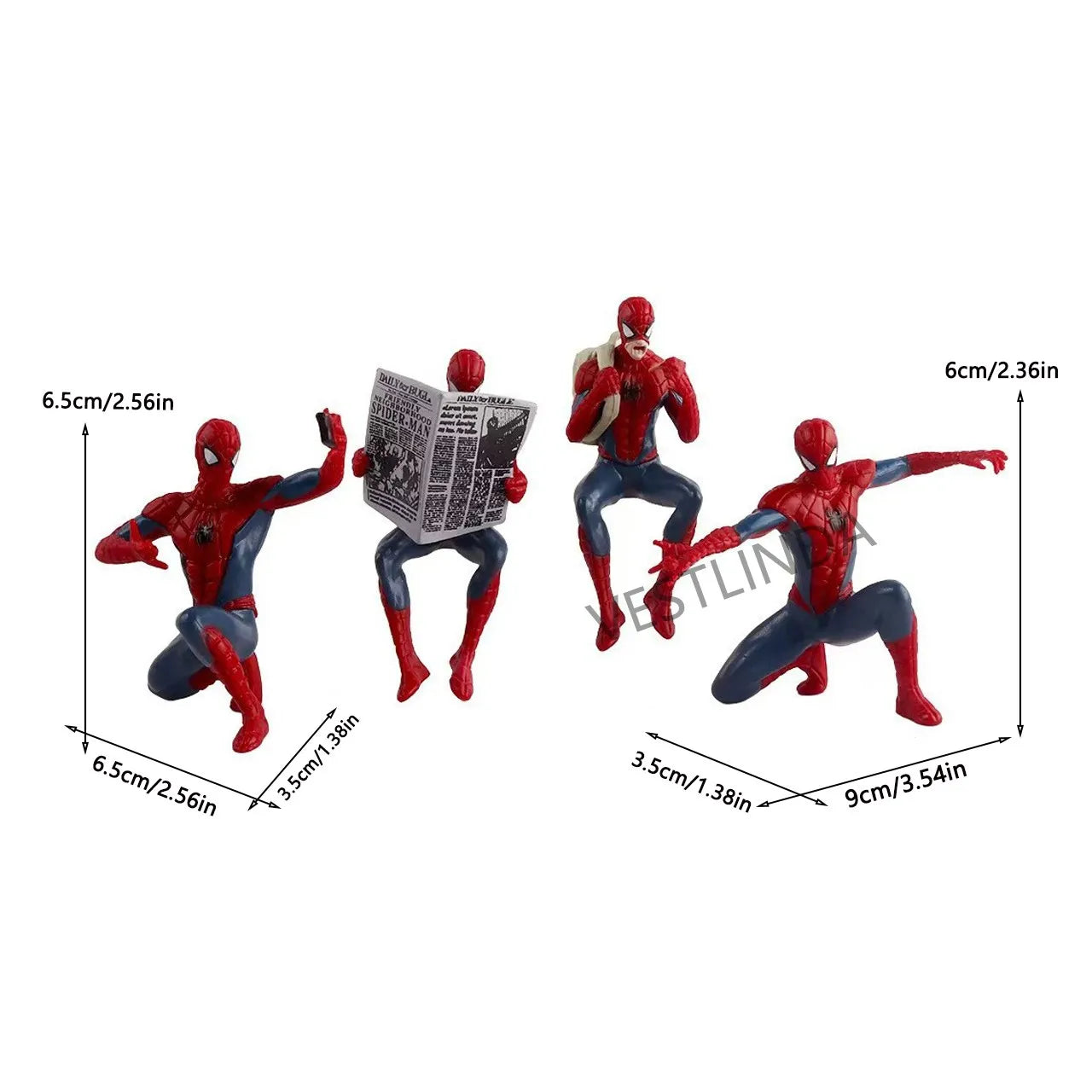 1/4PCS Superhero Spiderman Marvel Model 7-9 cm Action Doll Mini Avengers Toy Collection Ornaments Around Game Christmas Surprise