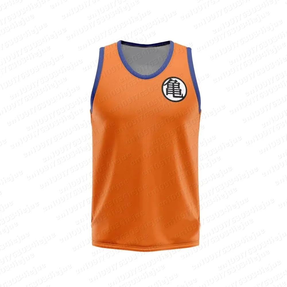 2026 Summer Dragon Ball Goku Oversized Anime Print Men's Sleeveless T-Shirts Workout Vest Summer Quick-dry Lightweight