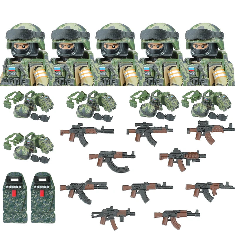 City Special Forces Figures Building Blocks British Special Air Service US Russia SWAT Army Soldiers Military Weapons Bricks Toy