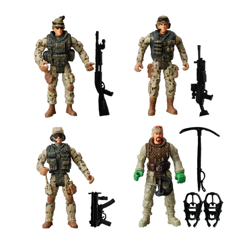1:18 Army Men Soldier Police Fireman Explorer Hunter Action Figures Playset Military Terrorist SWAT Team Toys For Kid Boy Gifts