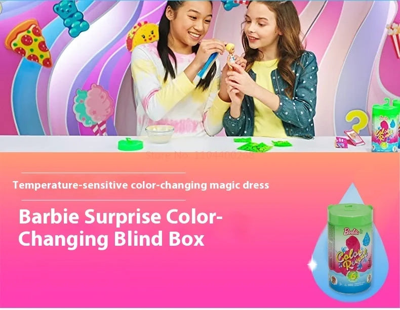Original Barbie Doll Little Kelly Surprise Warm Water Color Changing Blind Box Dress Up Game Accessories Toy Child Birthday Gift