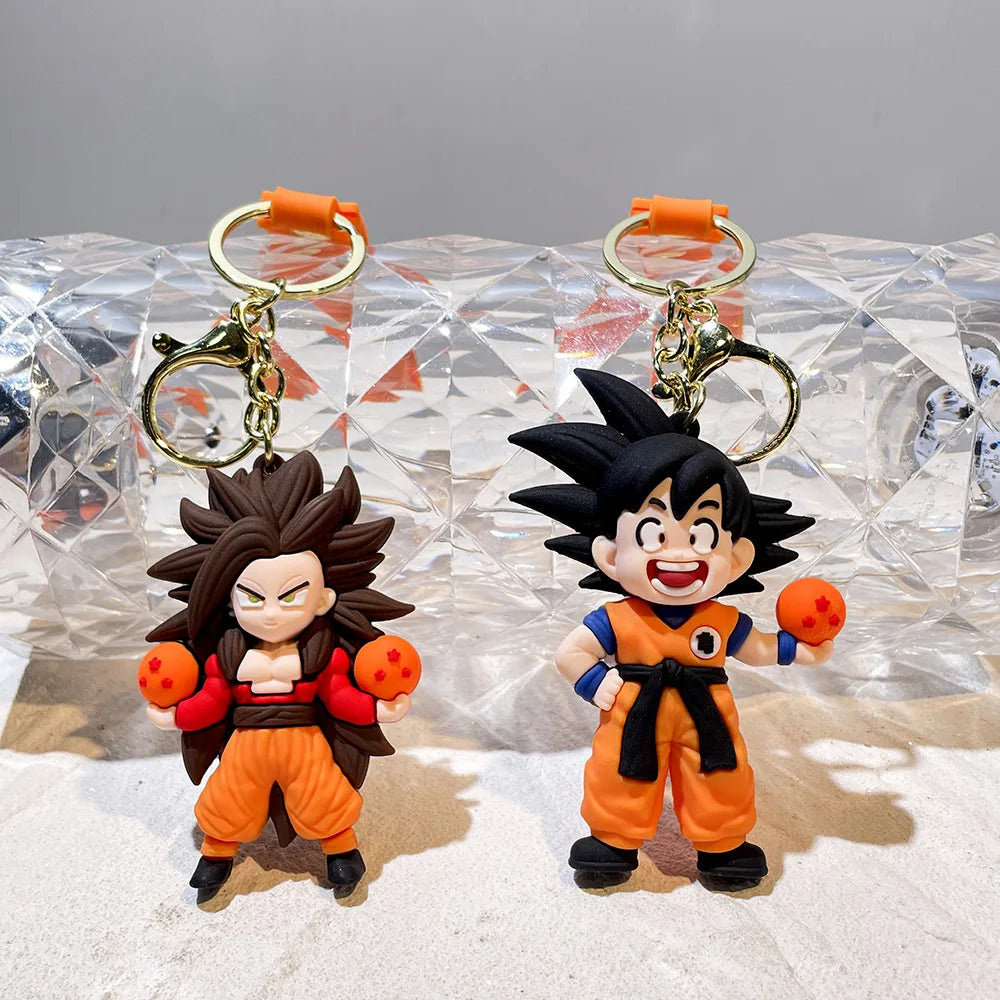 Anime Dragon Ball Keychain Fashion Jewelry Son Goku Vegeta Piccolo Action Figures Key Ring for Men Women Bags