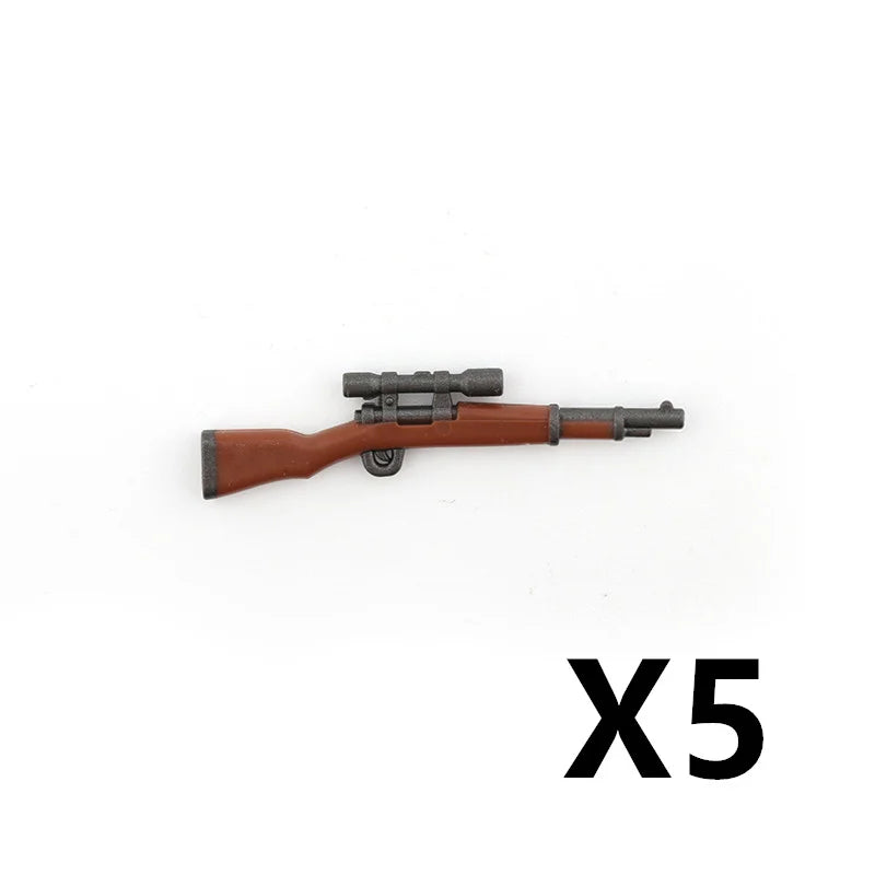 5/10 WW2 Soldier Weapons Building Block Two-color Printing Machine Rifle Submachine Sniper Guns Military Accessories Bricks C238