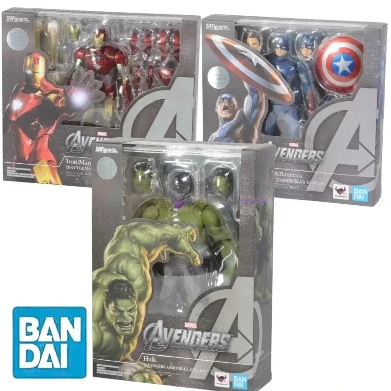 Bandai Shf Marvel Avengers Endgame Edition Captain America Iron Man Mk6 Thor Hulk Action Figure Anime Series