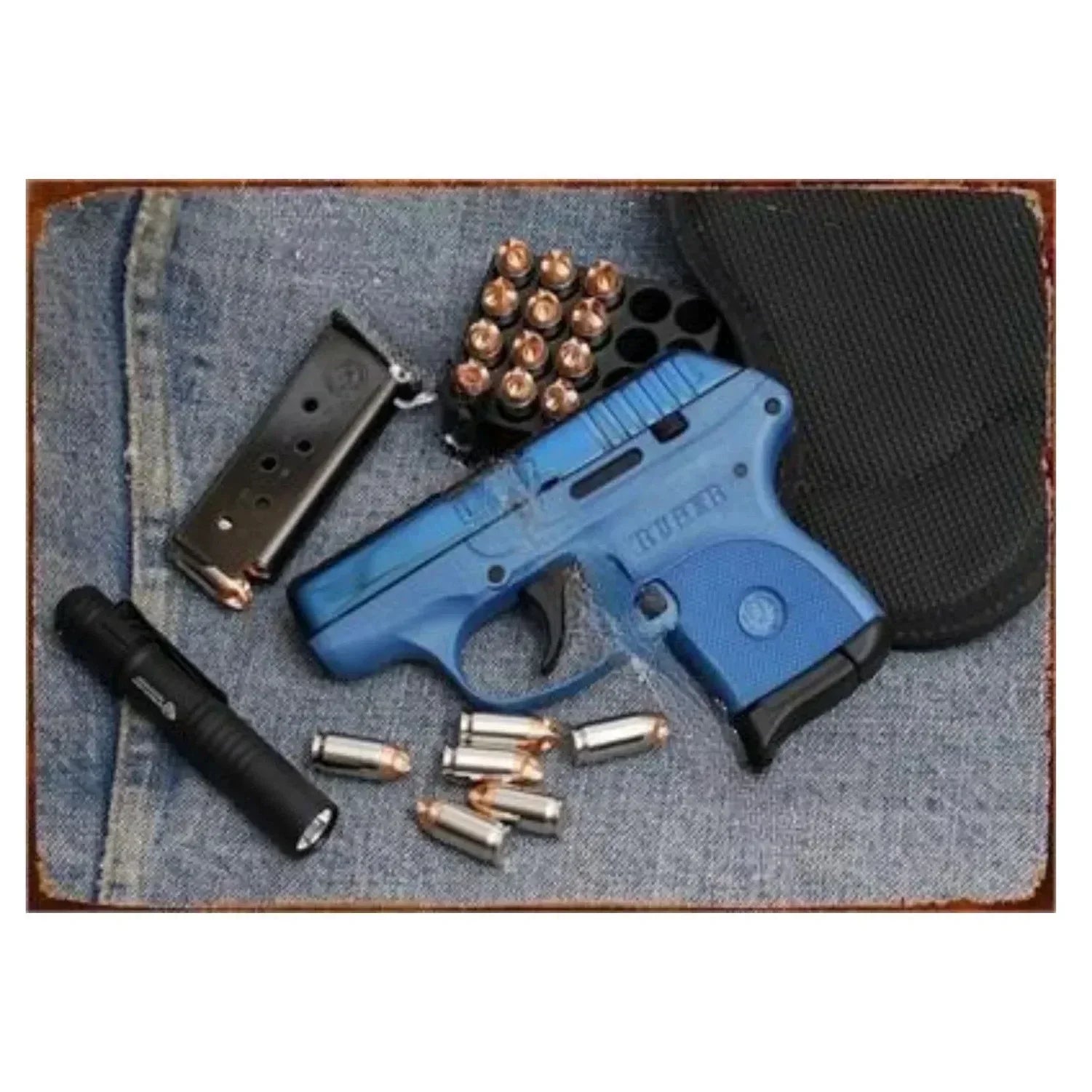 Pistol Metal Signs, Exuding Military Flair, Ideal As Wall Decoration in Man Cave, Home, Cafe, Garden, Club and Bar Settings.