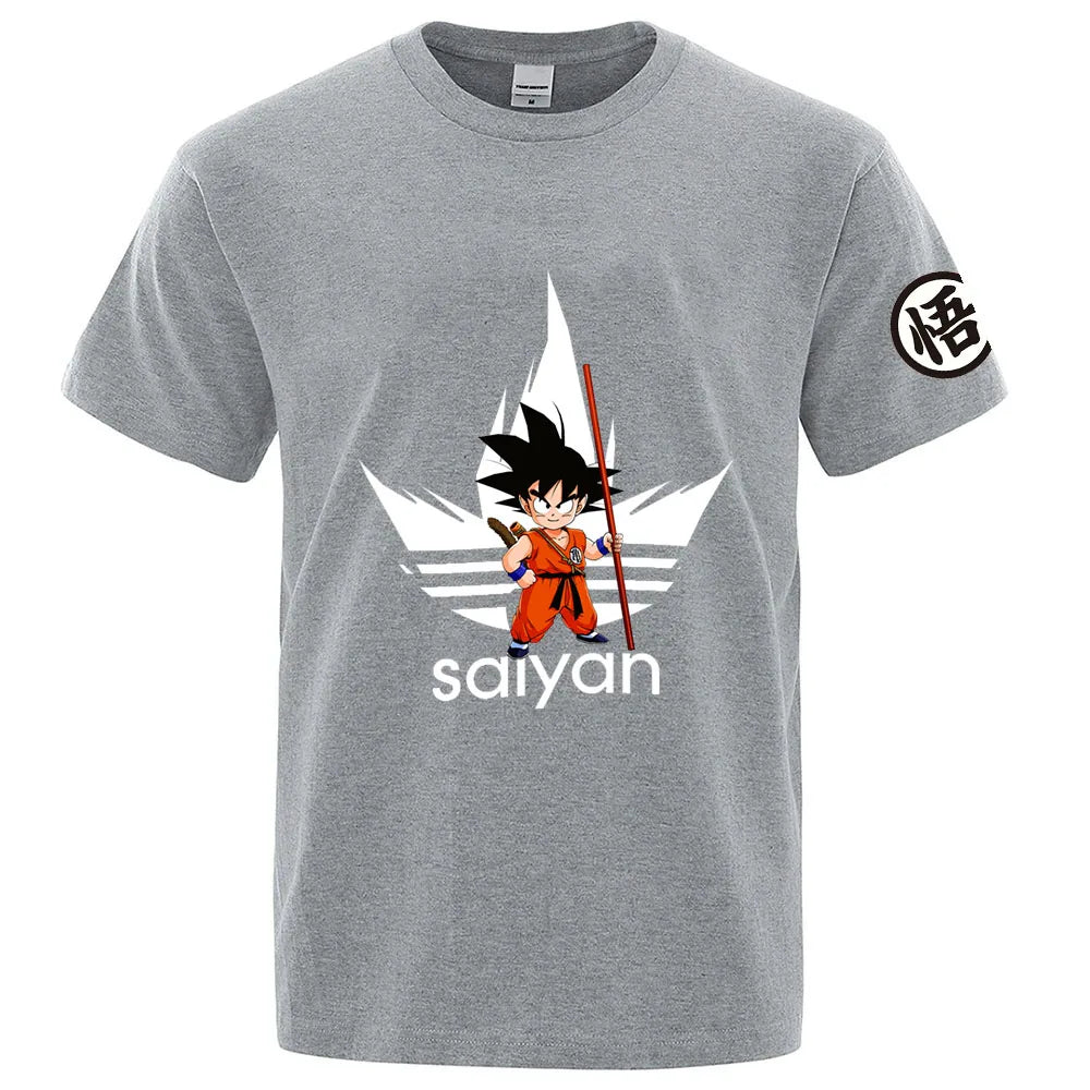 2026 Dragon Ball Print Summer Men's New Goku Regular Short Sleeve Solid Color Thin Casual Cool Harajuku Breathable Tops