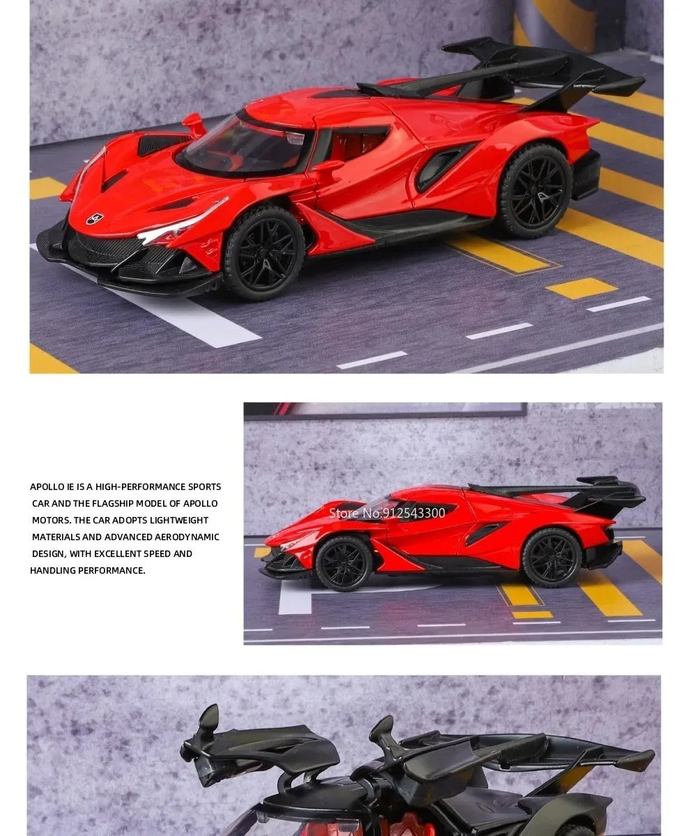 Scale 1:32 Apollo EVO IE Car Model Toy Metal Diecast Pull Back Super Cars Doors Opened Vehicle Models Best Gifts for Kids