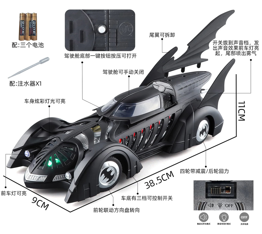 Spray 1:24 Batmobile 1955 1989 Tumbler Alloy Metal Diecast Model Car The Dark Knight Trilogy Sound Light Ornaments Birthday Gift