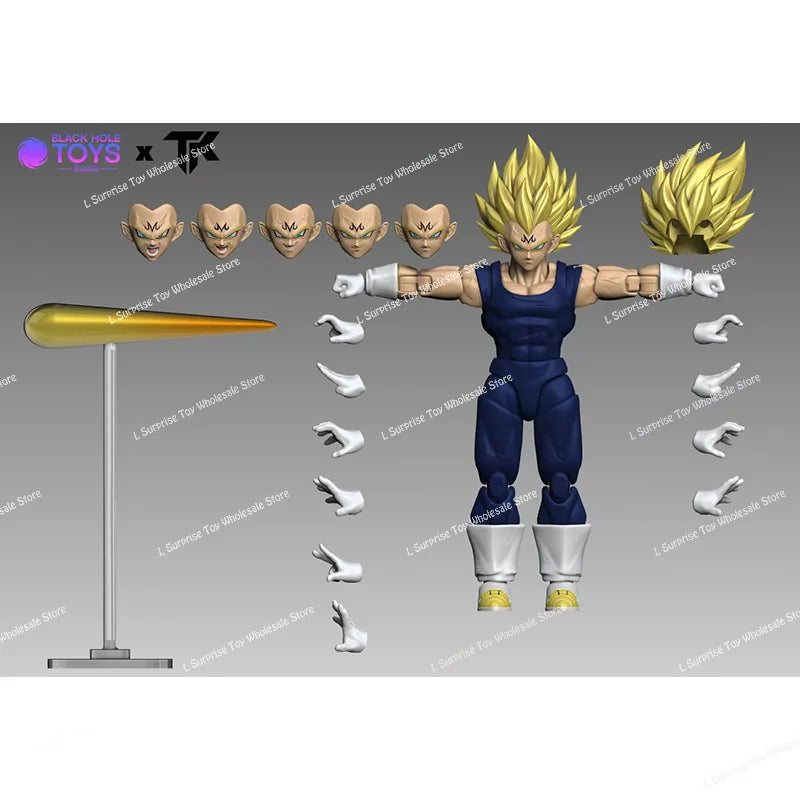 Black Hole & TK Dragon Ball Z SHF Super Saiyan SSJ Majin Vegeta Full Power Battle Damage Anime Action Figures Models Gifts Toys