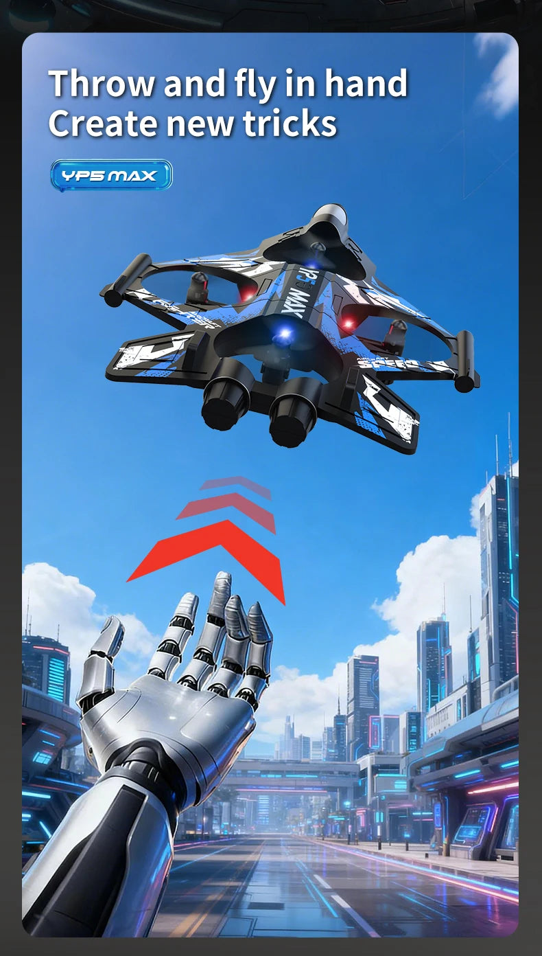 2026 New YP5MAX RC Foam Airplane 2.4GWIFI Fighter Stunt Tumbling Helicopter with Colored LED Lights Toys