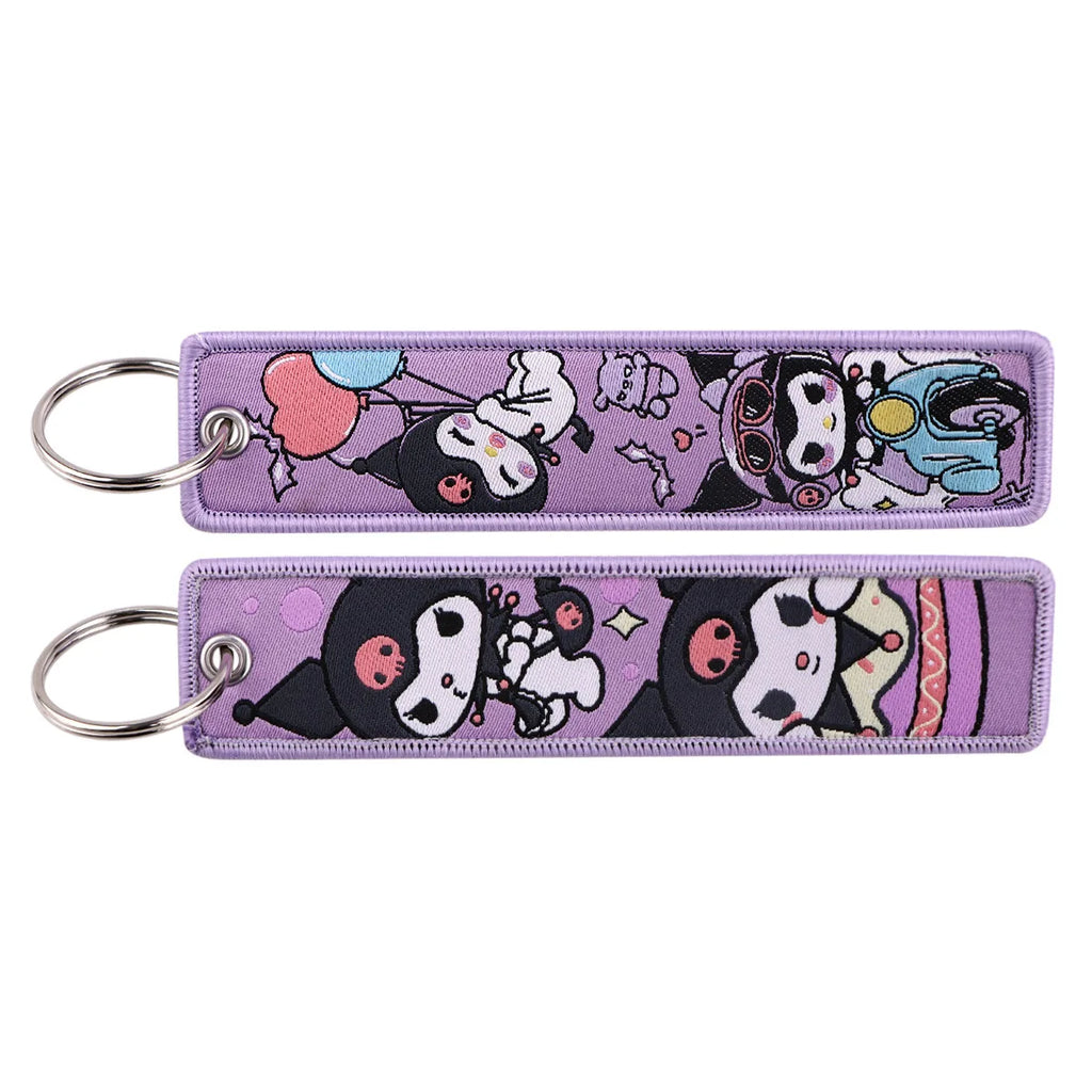 Sanrio Hello Kitty Melody Kuromi Embroidery KeyChain Key Tag Cars Backpack Chaveiro Keychain Keyring Accessories Toy Gift