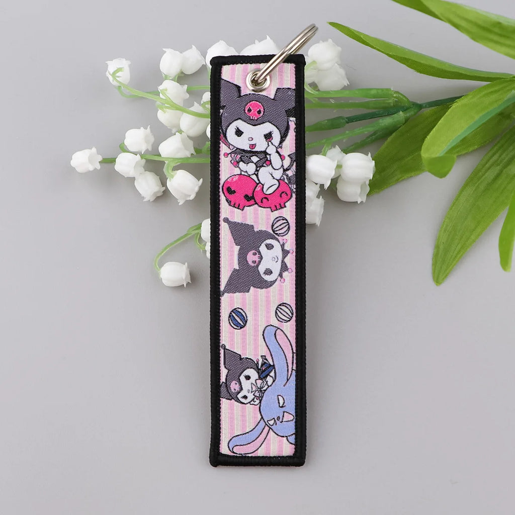 Sanrio Hello Kitty Melody Kuromi Embroidery KeyChain Key Tag Cars Backpack Chaveiro Keychain Keyring Accessories Toy Gift