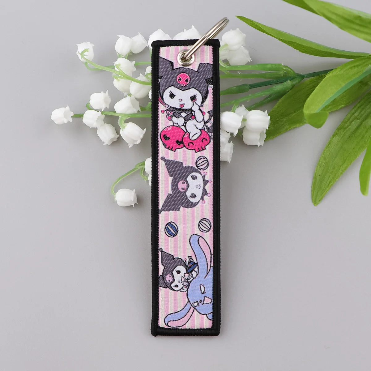 Sanrio Hello Kitty Melody Kuromi Embroidery KeyChain Key Tag Cars Backpack Chaveiro Keychain Keyring Accessories Toy Gift