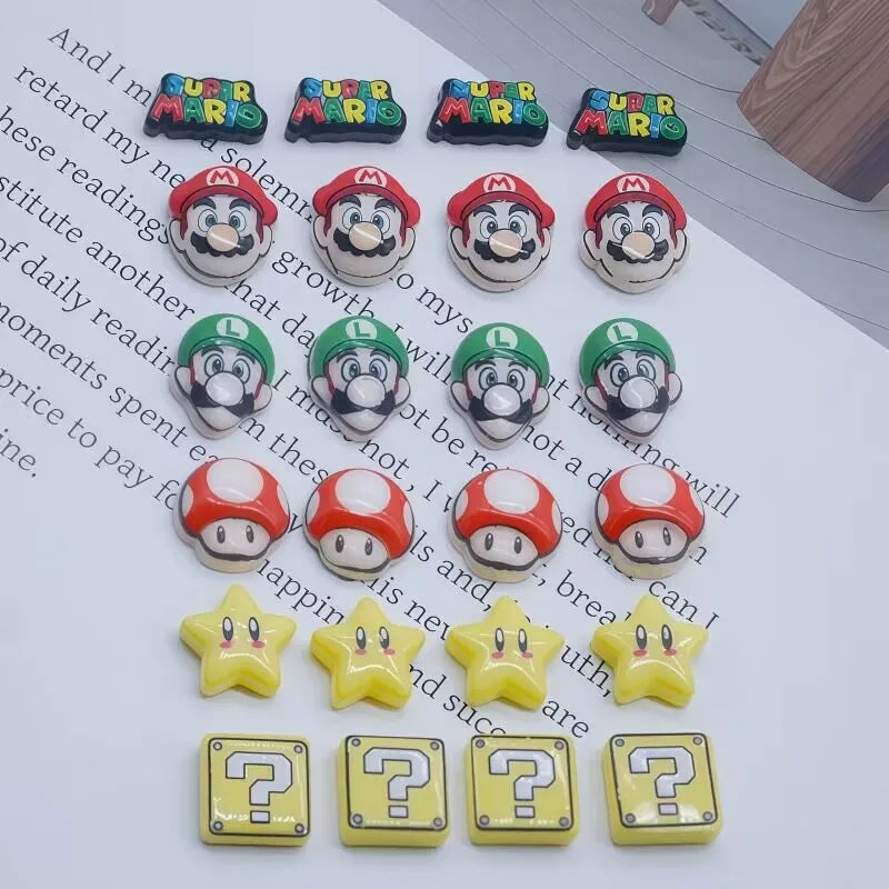 20Pcs Resin Mini game character super mario Luigi Nail charm Art Flatback acrylic Figurines DIY Miniatures Decor Craft