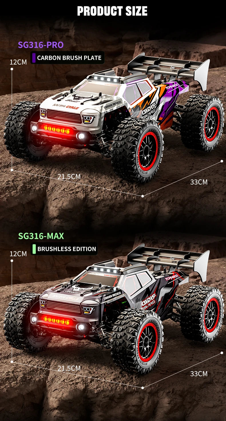 ZLL SG316 MAX 1:16 High Speed Drift Racing Car 80KM/H Brushless Motor 4WD RC Off Road Car Monster Trucks Toys for For Kids Gifts