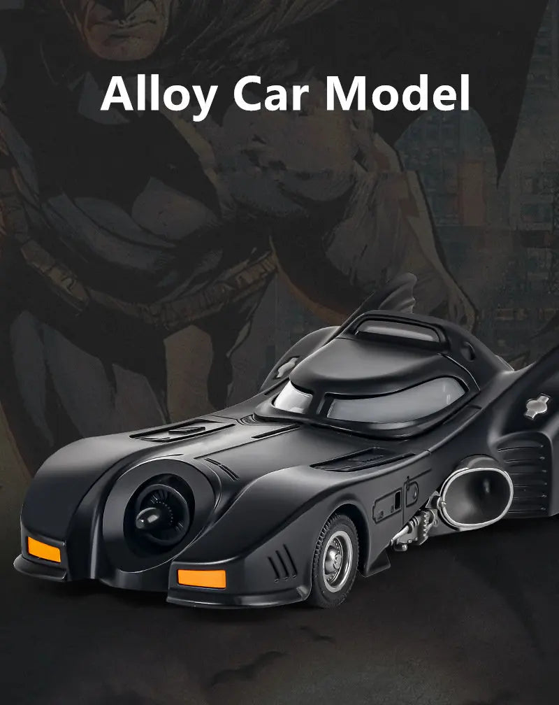 1/24 Classic Movie Car Alloy Batmobile Bat Sports Car Model Diecast Metal Toy Racing Car Model Sound Light Simulation Kids Gifts