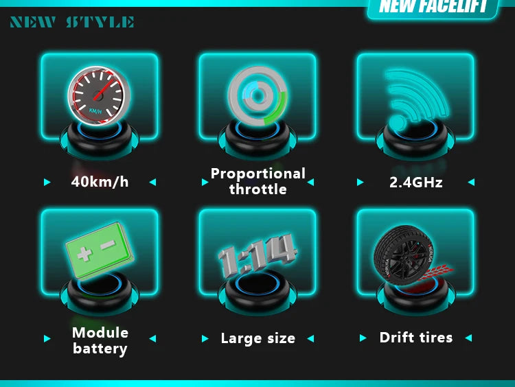 40KM/H Remote Control Car Rechargeabl Racing Drift Electric Graffiti RC Cars Birthday Toys for Boys