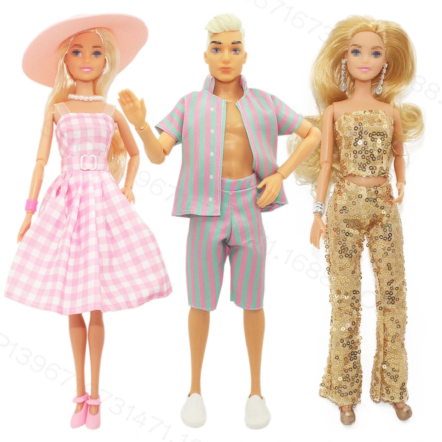 Pink Plaid Dress Doll 11.5 Inch 30cm Ken Barbie The Movie Barbie Perfect Day Toys for Girls Christmas Birthday Gifts Without Box