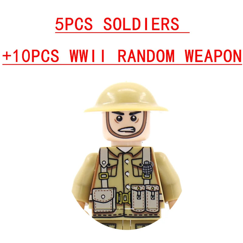 25/50/100Pcs Soldier Police Gangster WW2 Army Military Weapons SWAT Machine Gun Mortar Building Blocks Figure Model Brick Toy