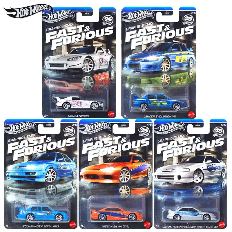 Mattel Hot Wheels Silver Series Fast & Furious 25th Themed Assorted 1/64 Die-Cast Cars - 2025 New Toy Vehicle Model