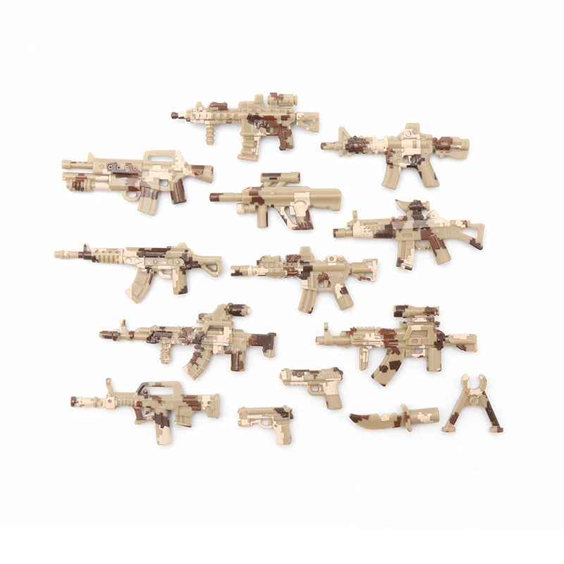25/50/100Pcs Soldier Police Gangster WW2 Army Military Weapons SWAT Machine Gun Mortar Building Blocks Figure Model Brick Toy