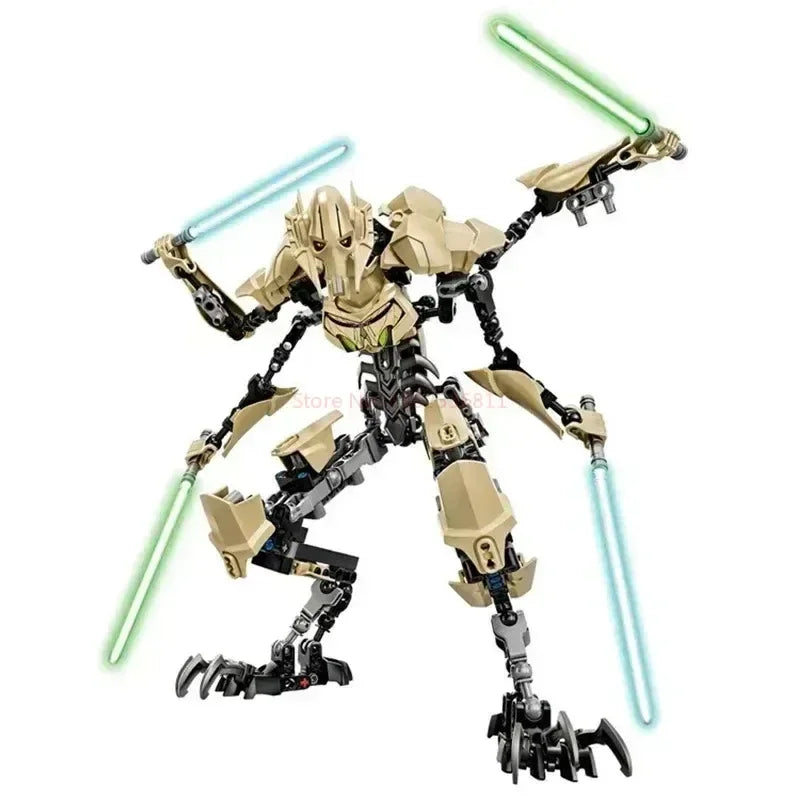 183pcs Ksz714 Star Action Figure Toy Anime General Robot Grievous With Lightsaber Hilt Combat Weapon Model Building Blocks Gifts