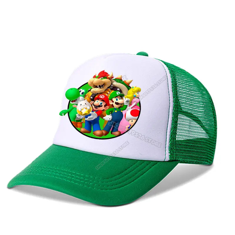 Super Marios Bros Baseball Cap Peach Princess Girl Cute Mesh Hat  Anime Kids Peak Cap Cartoon Boy Sunhat Men Women Lover Dad Hat
