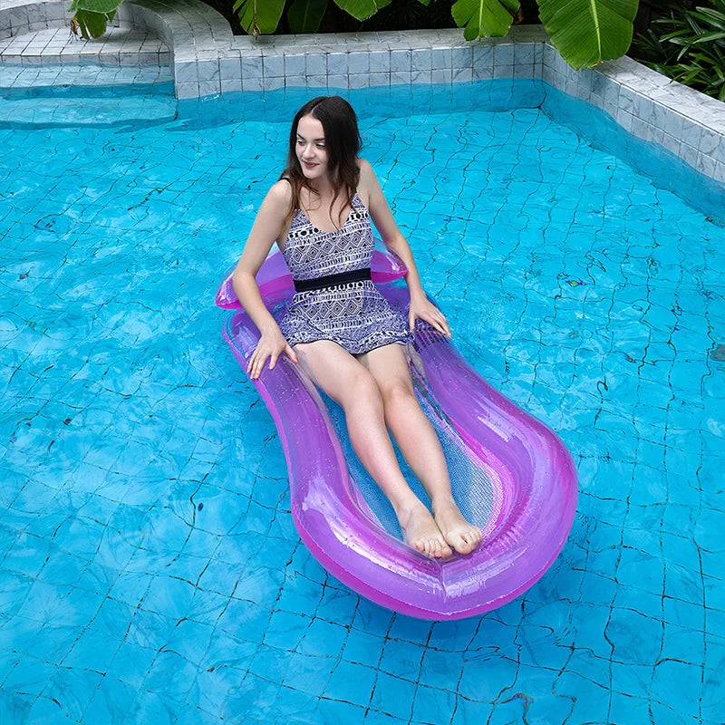 Rooxin Inflatable Water Hammock Floats Bed Swim Ring Tube Swimming Pool Mattresses Sleeping Bed Beach Lounger Chair