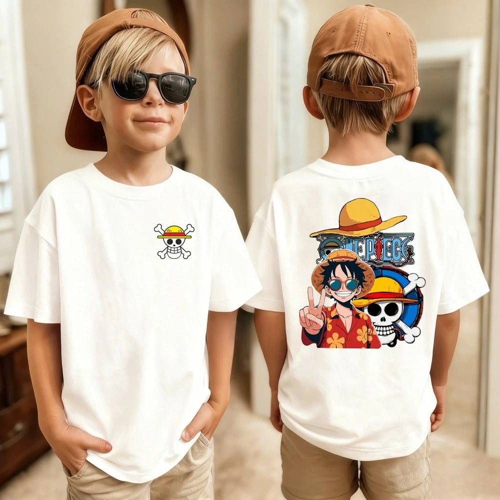 One Piece Japanese Anime Printed Men's T-Shirt Roronoa Zoro Children's Harajuku Short Sleeve Kids Luffy Cotton T-shirt Clothing
