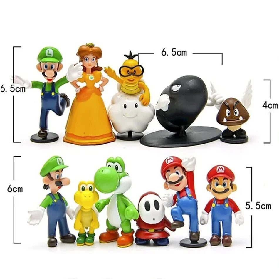 HOT 1-18pcs/set Super Mario Bros PVC Action Figure Toys Dolls Model Set Luigi Yoshi Donkey Kong Mushroom for birthday gift