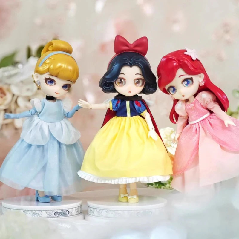 Disney Frozen Q Posket Action Figure Toys Cute Jointed Doll Elsa Snow White Belle Ariel Princess DIY Kids Girl Toy Birthday Gift