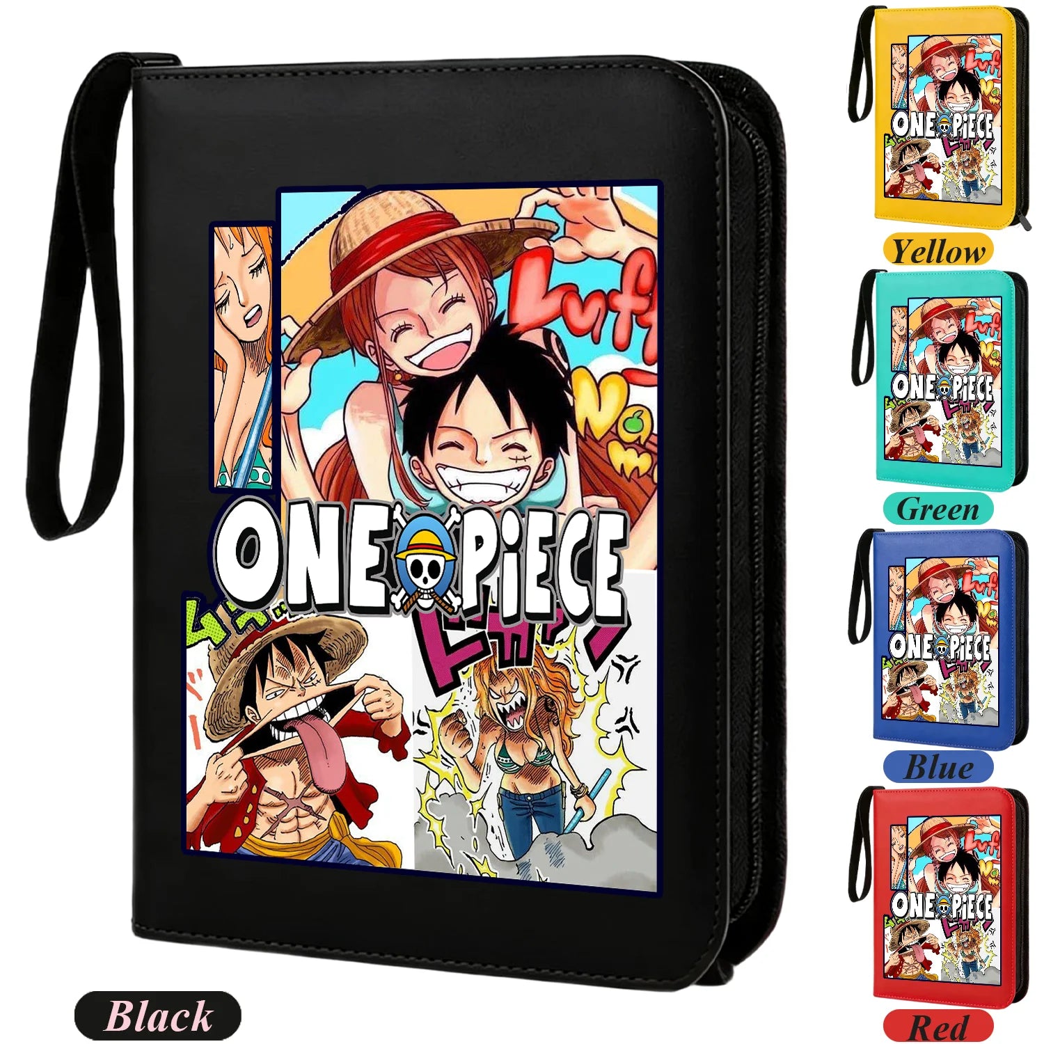 ONE PIECE Card Album Anime Collectible Book Binder 4 Card Slot Collectible Game Cards Binder Holder Zipper Gifts Toys