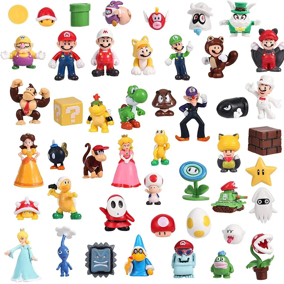 HOT 1-18pcs/set Super Mario Bros PVC Action Figure Toys Dolls Model Set Luigi Yoshi Donkey Kong Mushroom for birthday gift