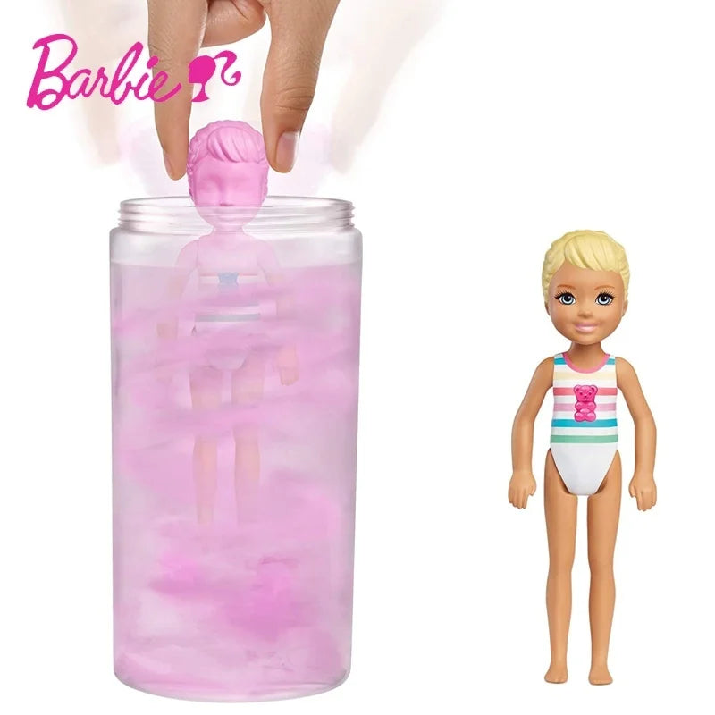 Original Barbie Doll Little Kelly Surprise Warm Water Color Changing Blind Box Dress Up Game Accessories Toy Child Birthday Gift