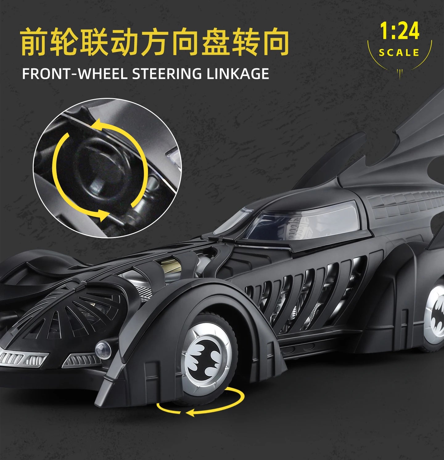 Spray 1:24 Batmobile 1955 1989 Tumbler Alloy Metal Diecast Model Car The Dark Knight Trilogy Sound Light Ornaments Birthday Gift