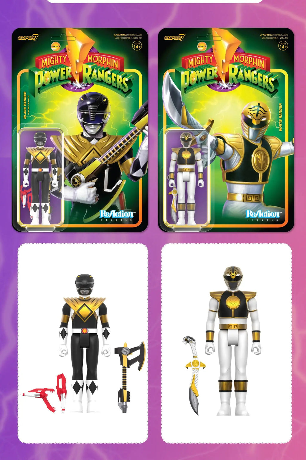 Super7 Mighty Morphin Power Rangers Carded Series 1 - Dragonzord, Red Ranger & Rita Repulsa Model Gift Set Toys