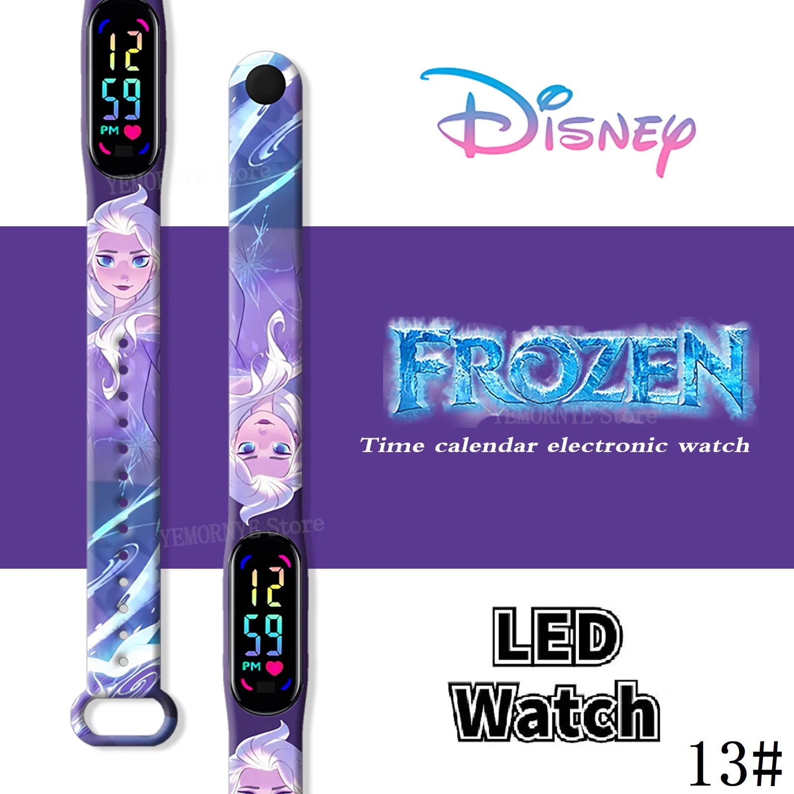 Disney Frozen Digital Kids' Watches Anime Figures LED Luminous Watch Touch Waterproof Electronic Sports Watch Kids Birthday Gift