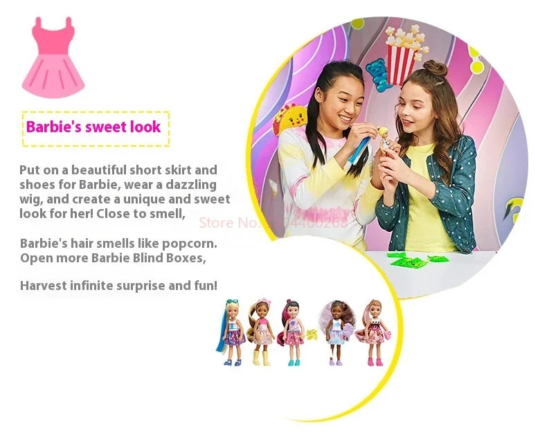 Original Barbie Doll Little Kelly Surprise Warm Water Color Changing Blind Box Dress Up Game Accessories Toy Child Birthday Gift