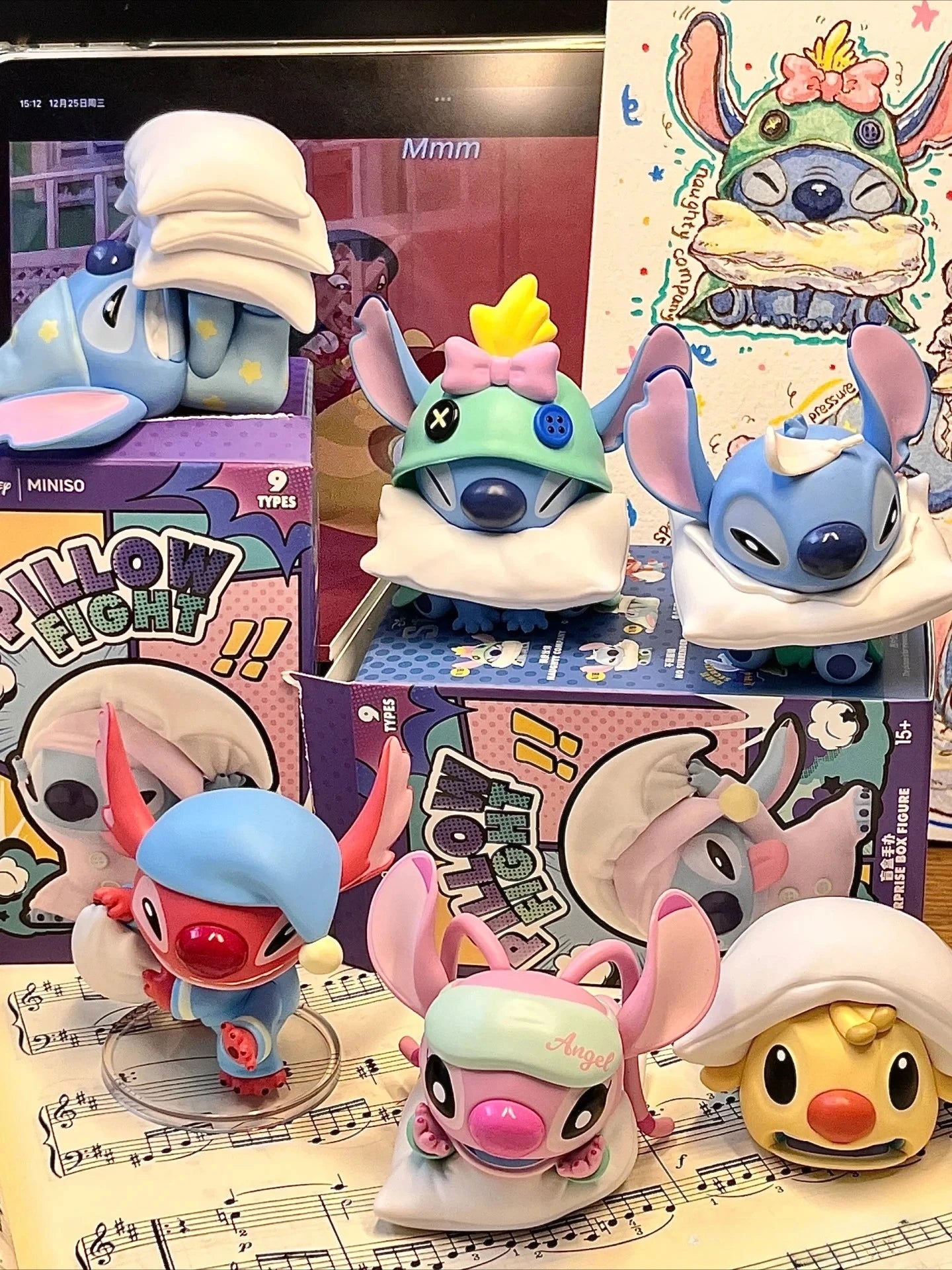 New Cartoon Disney Stitch Needle Pillow Battle Series Blind Box Action Figure Decor Ornament Cute Needle Doll Toy Birthday Gifts