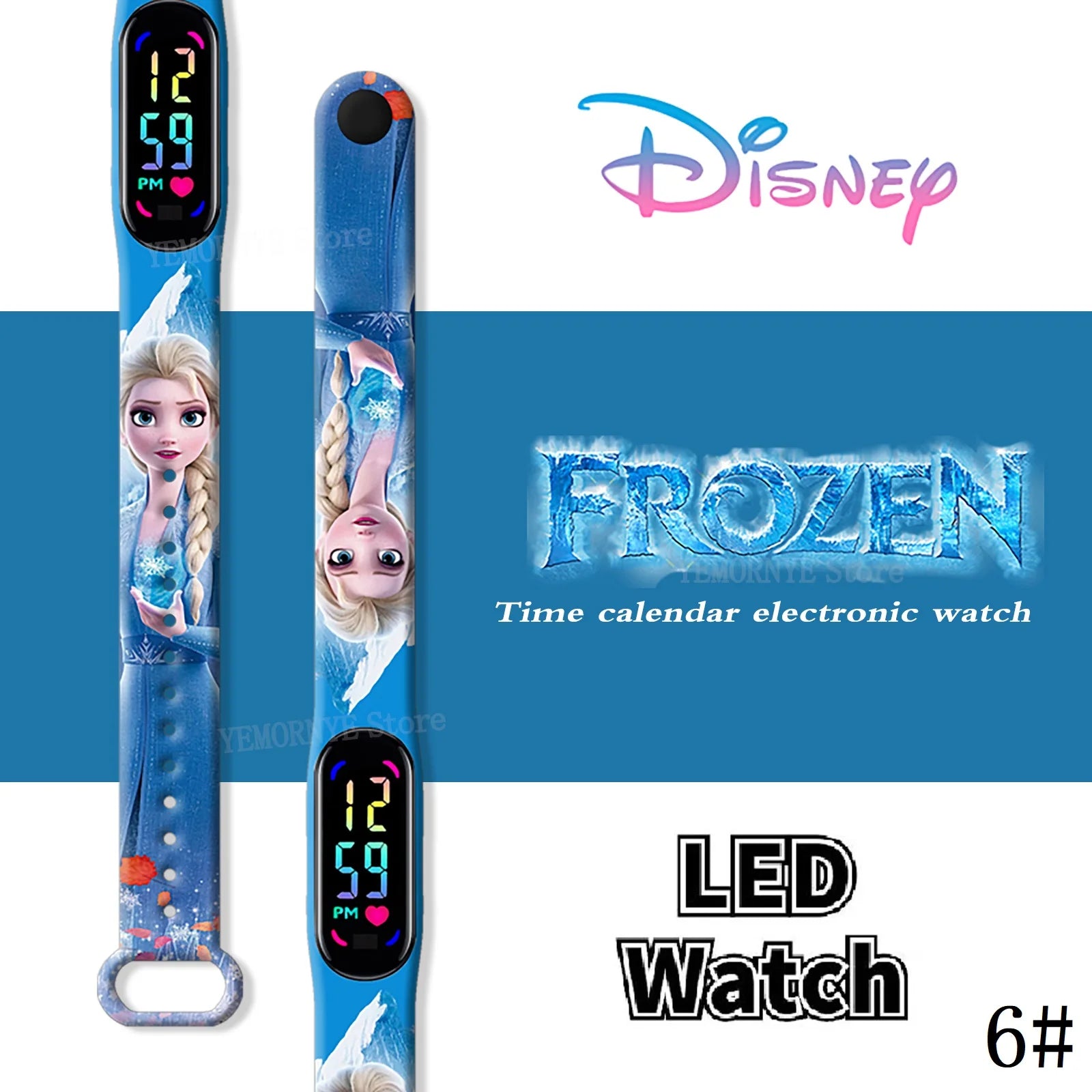 Disney Frozen Digital Kids' Watches Anime Figures LED Luminous Watch Touch Waterproof Electronic Sports Watch Kids Birthday Gift