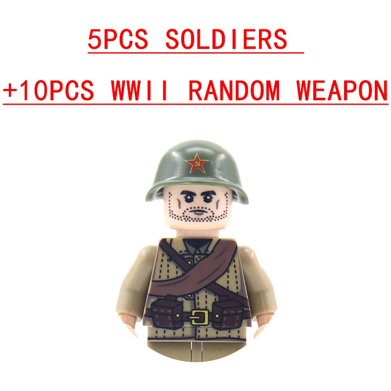 25/50/100Pcs Soldier Police Gangster WW2 Army Military Weapons SWAT Machine Gun Mortar Building Blocks Figure Model Brick Toy