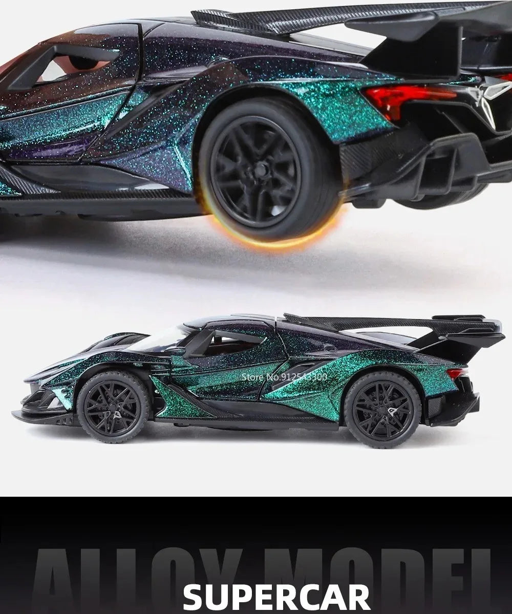 Scale 1:32 Apollo EVO IE Car Model Toy Metal Diecast Pull Back Super Cars Doors Opened Vehicle Models Best Gifts for Kids