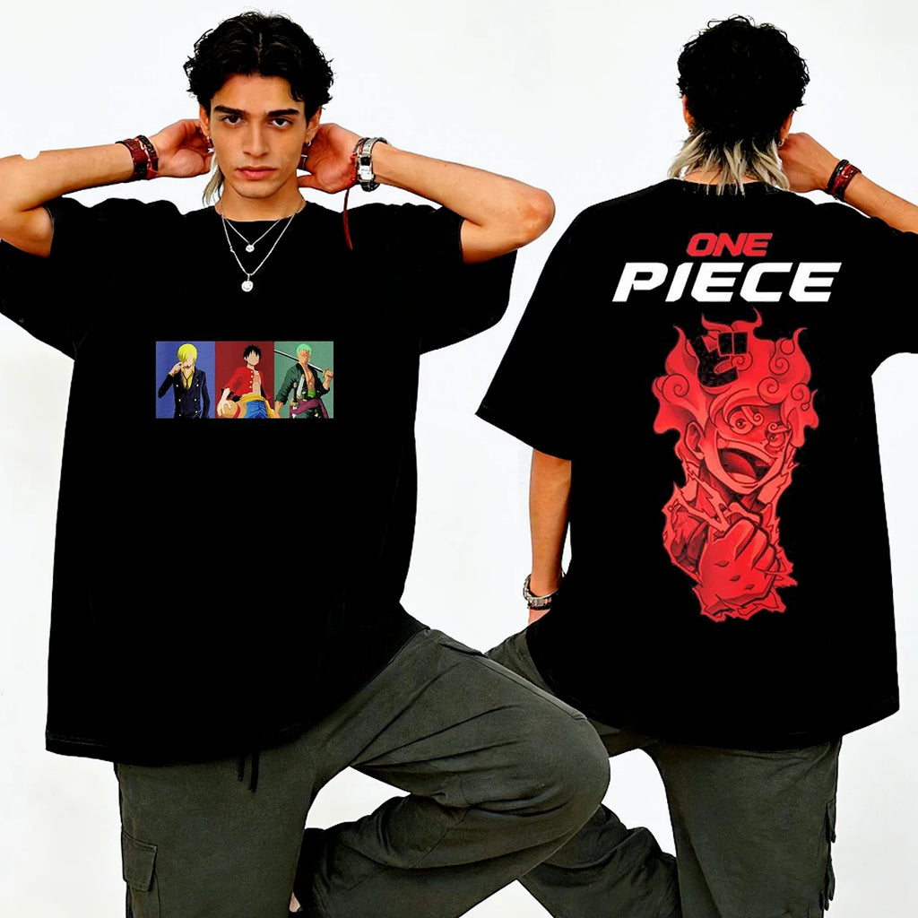One Piece Anime Graphic T Shirt Men Summer 2026 Casual Short Sleeve Tee Loose Fit Streetwear Skull Crossbones Luffy Y2k Clothes