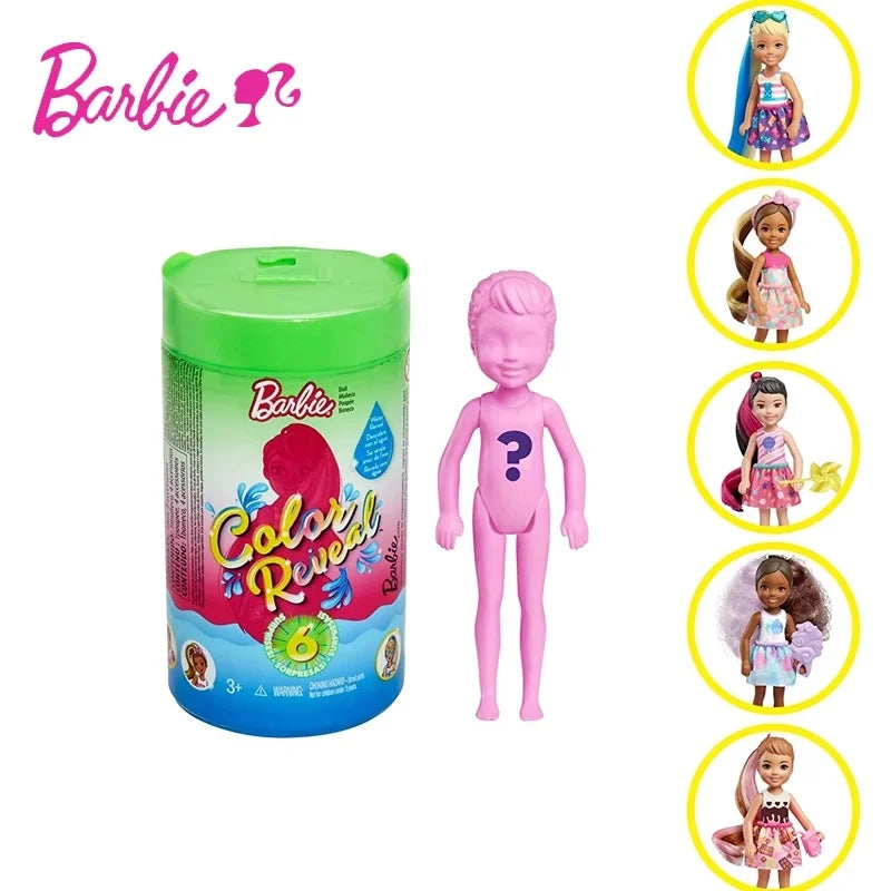 Original Barbie Doll Little Kelly Surprise Warm Water Color Changing Blind Box Dress Up Game Accessories Toy Child Birthday Gift
