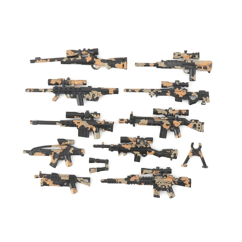 25/50/100Pcs Soldier Police Gangster WW2 Army Military Weapons SWAT Machine Gun Mortar Building Blocks Figure Model Brick Toy