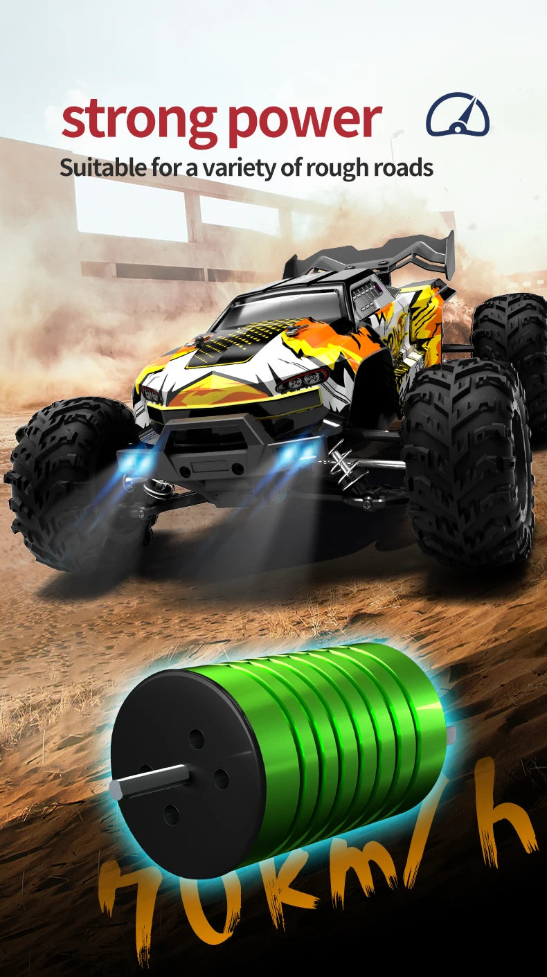 Teeggi 16101 /16102 PRO 1:16 High Speed RC Car With LED Light Drift 70KM/H 4WD RC Off-Road Car Monster Truck Toy For Kid Gifts
