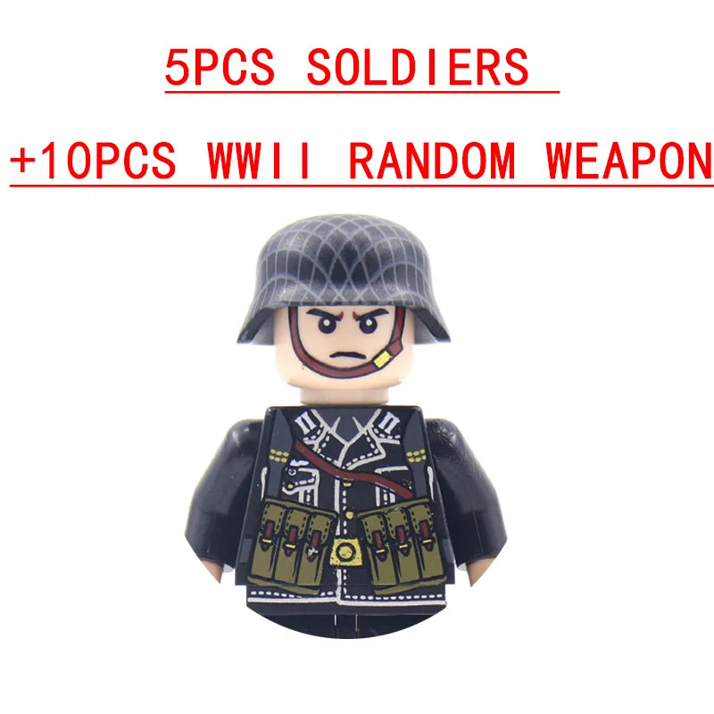 25/50/100Pcs Soldier Police Gangster WW2 Army Military Weapons SWAT Machine Gun Mortar Building Blocks Figure Model Brick Toy