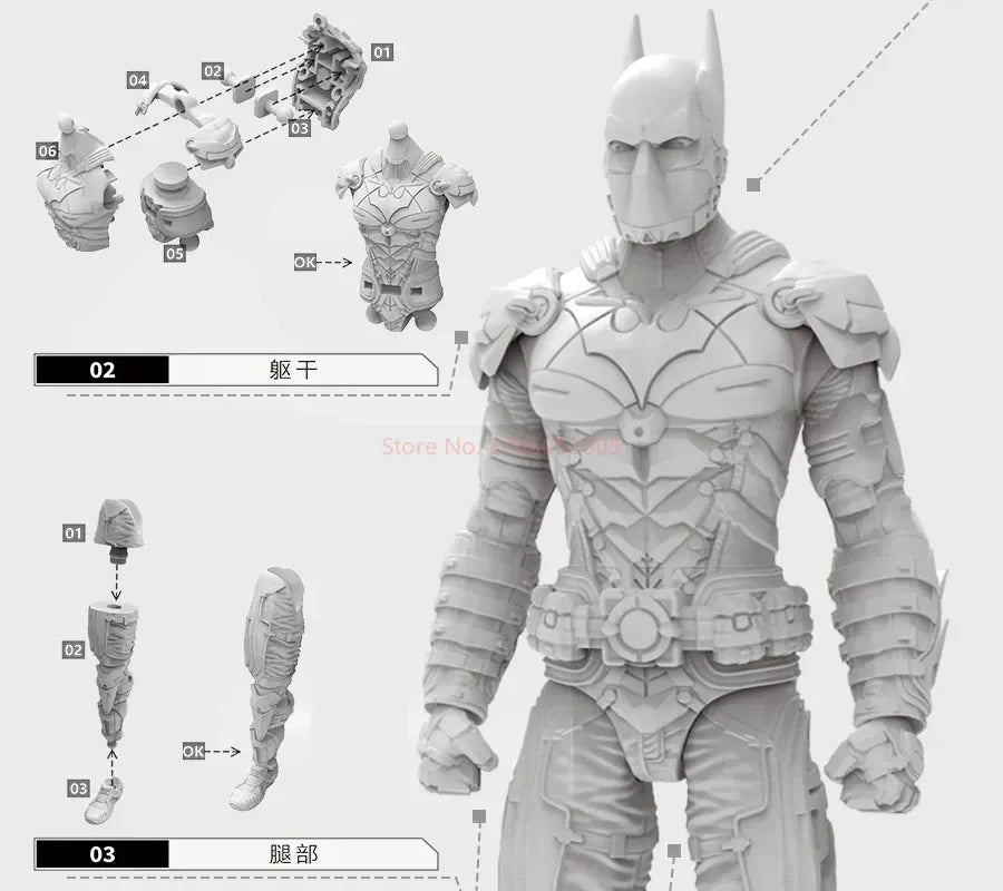F5 ROUNDD CULTURE Batman: Arkham Knight Deathstroke Red Hood Anime Figure Blind Box Assemble Movable Model Toys Collection Gifts